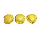 MB - Set of 3 Yellow Round Ruffled Accent Pillows