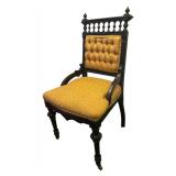 U - Victorian Antique Parlor Chair with Upholstered Seat and Ornate Wood Frame