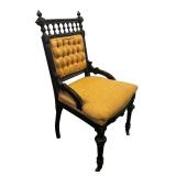 U - Victorian Antique Parlor Chair with Upholstered Seat and Ornate Wood Frame