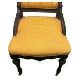 U - Victorian Antique Parlor Chair with Upholstered Seat and Ornate Wood Frame