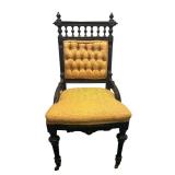 U - Victorian Antique Parlor Chair with Upholstered Seat and Ornate Wood Frame