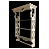 U - Vintage White Wood Shelf with Glass Shelves and Towel Bar