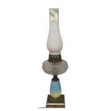 MB - Vintage Hand-Painted Glass Table Lamp with Floral Design