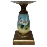 MB - Vintage Hand-Painted Glass Table Lamp with Floral Design