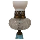 MB - Vintage Hand-Painted Glass Table Lamp with Floral Design