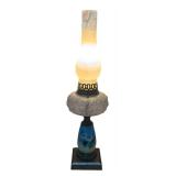 MB - Vintage Hand-Painted Glass Table Lamp with Floral Design