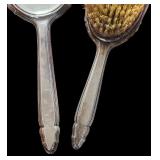 MB - Vintage Vanity Mirror and Brush Set