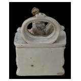 MB - Vintage Porcelain Fairing Box with Boy Figure