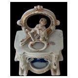MB - Vintage Porcelain Fairing Box with Boy Figure