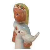 MB - Royal Dux of Czechoslovakia Porcelain Girl with Birds Figurine