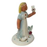 MB - Royal Dux of Czechoslovakia Porcelain Girl with Birds Figurine