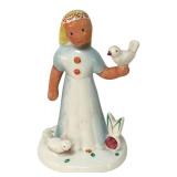 MB - Royal Dux of Czechoslovakia Porcelain Girl with Birds Figurine