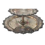 MB - Vintage Silver Plated Lazy Susan Style Two Tier Serving Platter