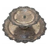 MB - Vintage Silver Plated Lazy Susan Style Two Tier Serving Platter