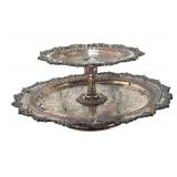 MB - Vintage Silver Plated Lazy Susan Style Two Tier Serving Platter