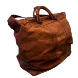 MB - Large Vintage Leather Travel Bag with Handles and Strap