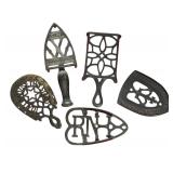 MB - Collection of Vintage Cast Iron Trivets Assorted Designs