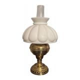 MB - Vintage Brass and Milk Glass Oil Lamp