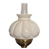 MB - Vintage Brass and Milk Glass Oil Lamp