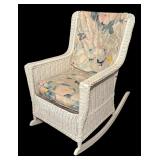 BR - Vintage White Wicker Rocking Chair