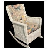 BR - Vintage White Wicker Rocking Chair