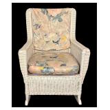 BR - Vintage White Wicker Rocking Chair