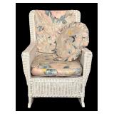 BR - Vintage White Wicker Rocking Chair