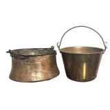 MB - Pair of Vintage Copper Buckets with Handles