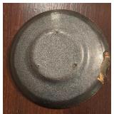 MB - Vintage Enamel Plate with Green and Pink Abstract Design