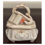 MB - Vintage Brass Candle Holder, Antique Porcelain Fairing Box, Figurine Opera Glasses and More