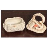 MB - Vintage Brass Candle Holder, Antique Porcelain Fairing Box, Figurine Opera Glasses and More