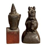 MB - Antique Burmese Bronze Weight and Southeast Bronze Buddha Head Sculpture