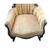 BR -Antique Upholstered Rocking Chair with Carved Wood Frame