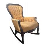 BR -Antique Upholstered Rocking Chair with Carved Wood Frame
