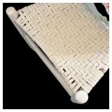 BR - Vintage White Wicker Desk with Glass Top and Chair