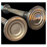 BR - Vintage Silver Candleholders and Majolica Leaf Dish