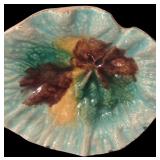 BR - Vintage Silver Candleholders and Majolica Leaf Dish