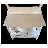 BR - Vintage White Wash Stand with Drawers and Cabinet