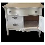 BR - Vintage White Wash Stand with Drawers and Cabinet