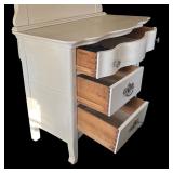 BR - Vintage White Wash Stand with Drawers and Cabinet