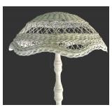 P - Vintage Wicker Floor Lamp with Woven Shade