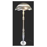 P - Vintage Wicker Floor Lamp with Woven Shade