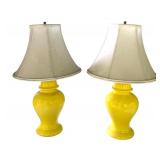 P - Pair of Vintage Yellow Table Lamps