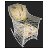 P - Vintage White Wicker Rocking Chair