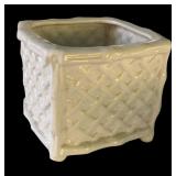 P - Set of 3 White Ceramic Planter Pots by Department 56, Bachmas and More