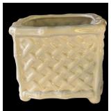 P - Set of 3 White Ceramic Planter Pots by Department 56, Bachmas and More