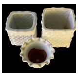 P - Set of 3 White Ceramic Planter Pots by Department 56, Bachmas and More