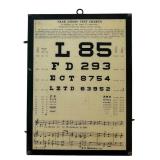 P - Set of 2 Vintage Eye Charts Including Framed Optometry Chart