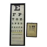 P - Set of 2 Vintage Eye Charts Including Framed Optometry Chart