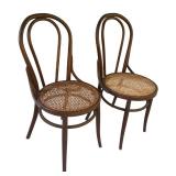 P - Pair of Vintage Parlor Chairs with Woven Cane Seats